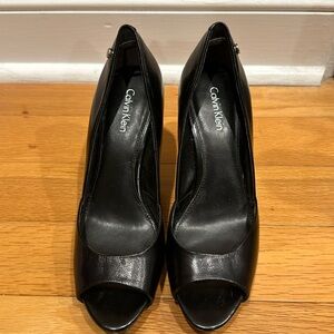 Calvin Klein peep toe pumps